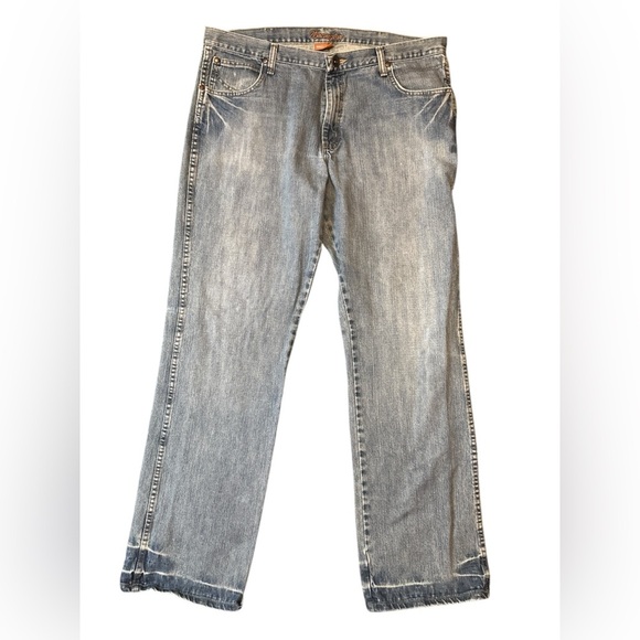 Vintage Wrangler classic style wedgie fit jeans in light blue size 38*36 Bootcut - Picture 7 of 8